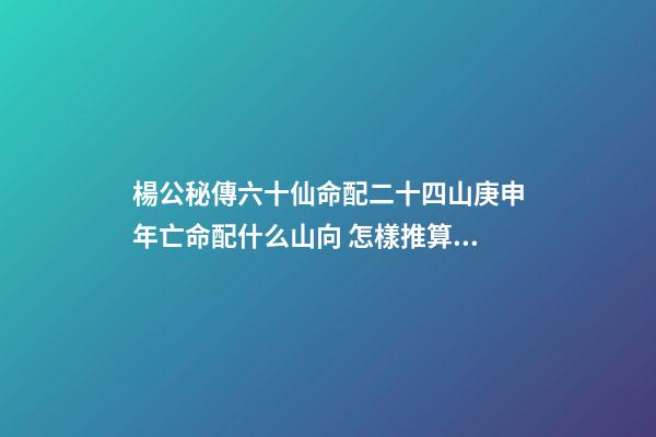 楊公秘傳六十仙命配二十四山庚申年亡命配什么山向 怎樣推算六十仙命與二十四山的吉兇-第1張-觀點-玄機派